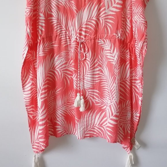 Cleobella Womens Pink V-Neck Tie Waist Tropical Swimwear Kimono Cover Up OS - Picture 4 of 7